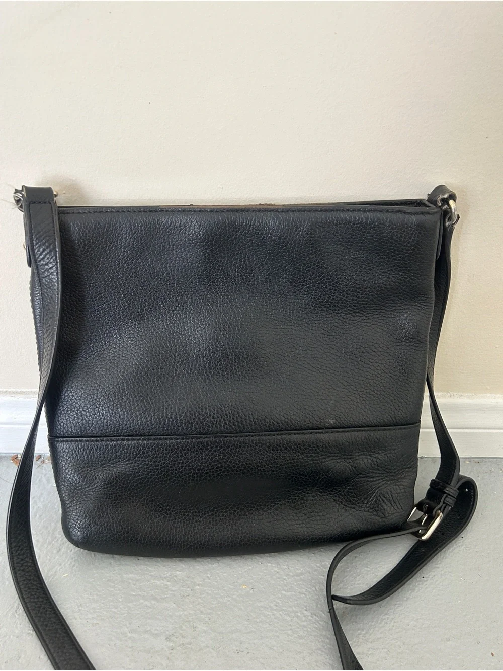 kate spade Black Pebbled Leather Messenger Bag